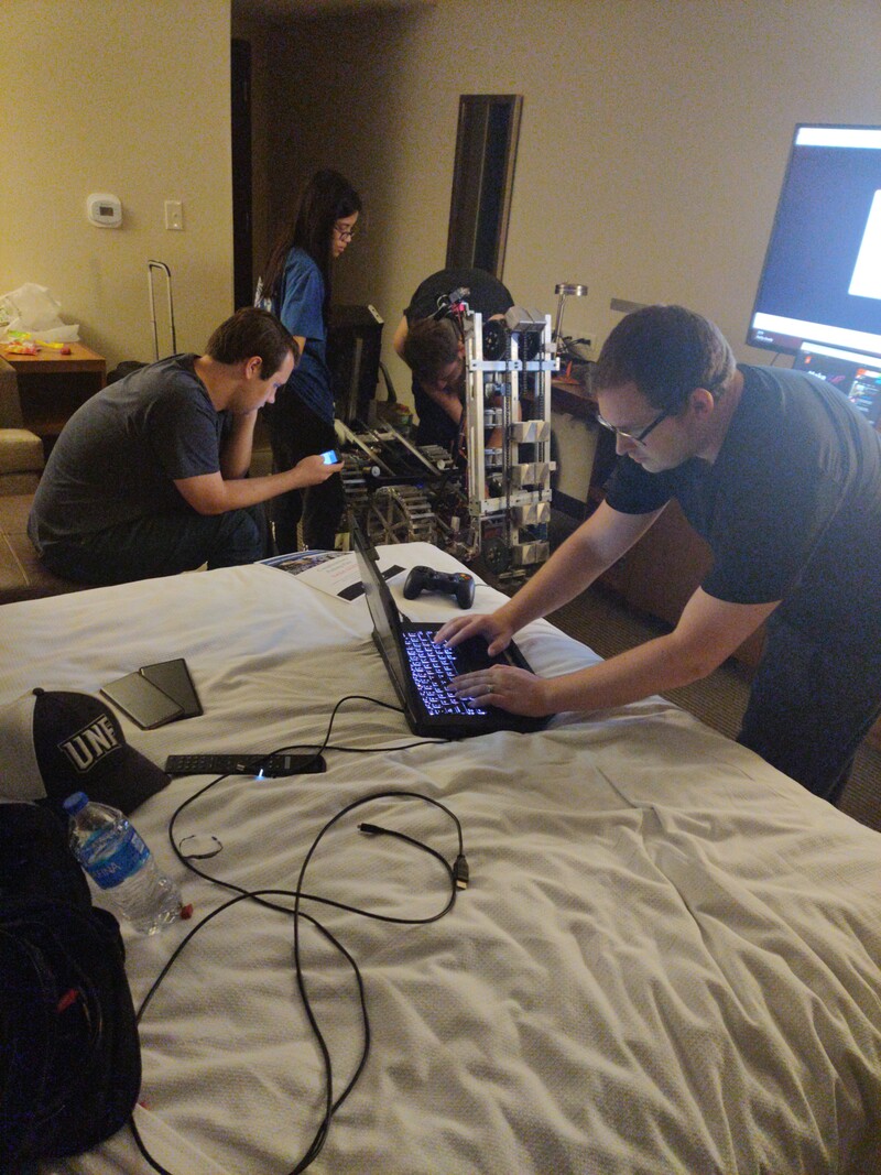 2022 Nathan Nye fixing his code NASA competition hotel room