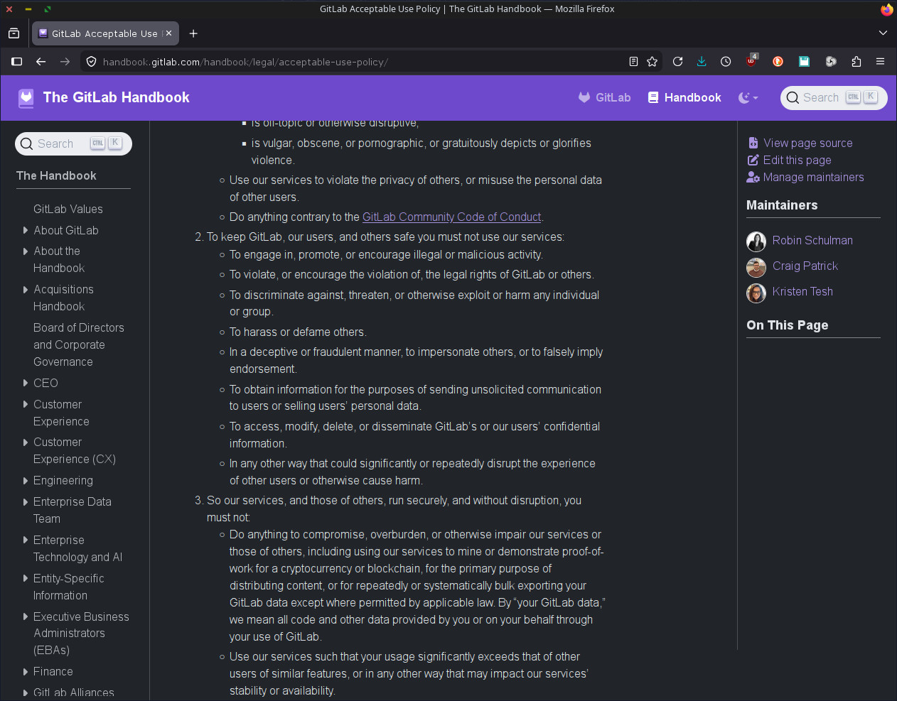 2026-07-31 Gitlab Acceptable Usage Policy