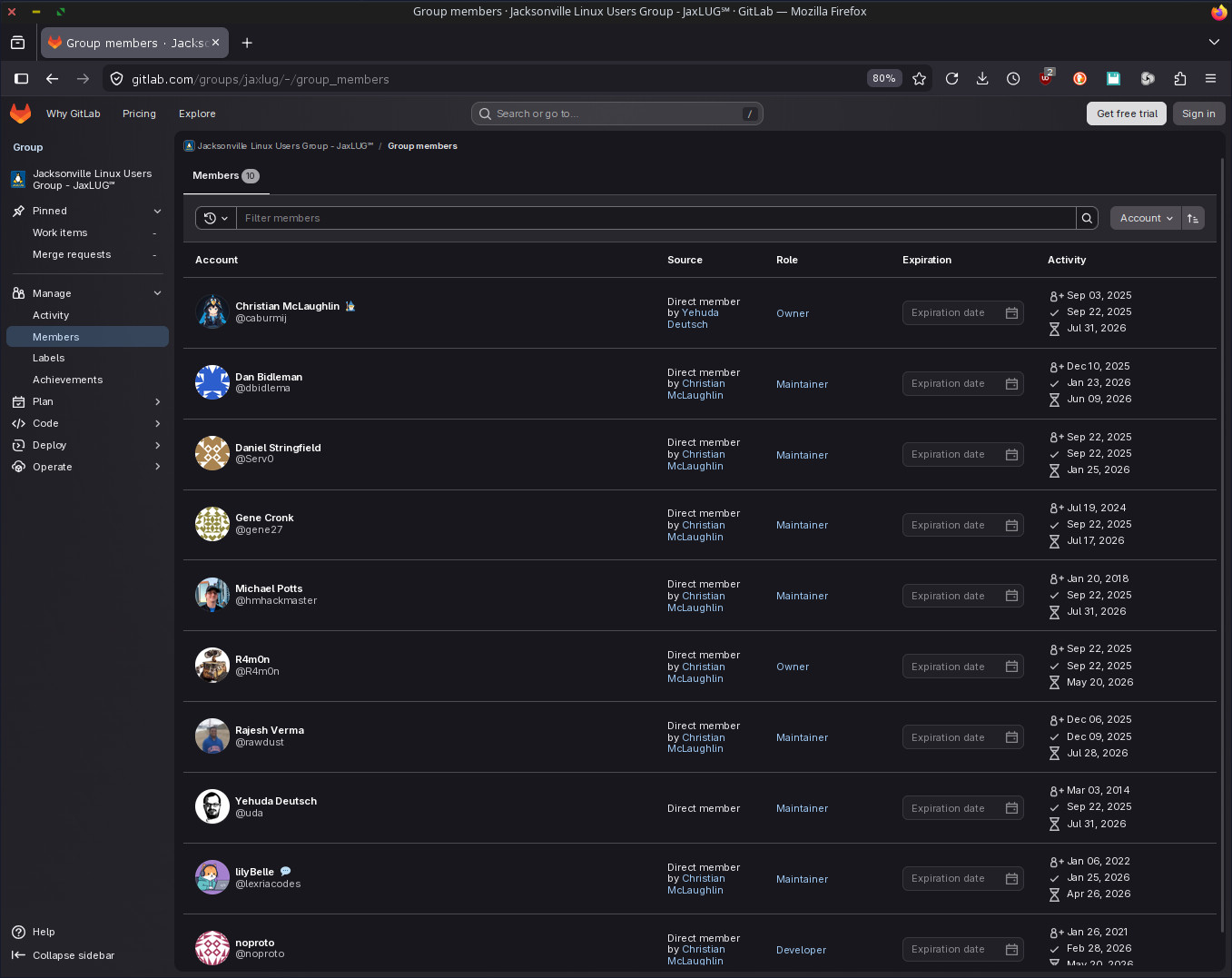 2026-07-31 Gitlab JaxLUG members