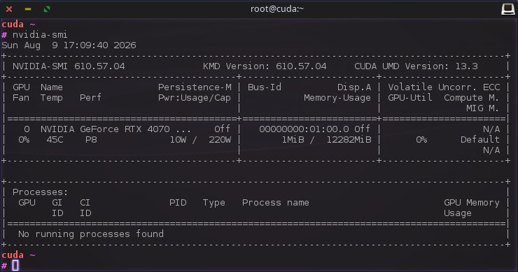 nvidia-smi in terminal