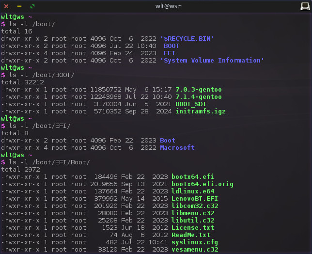 EFILINUX directories