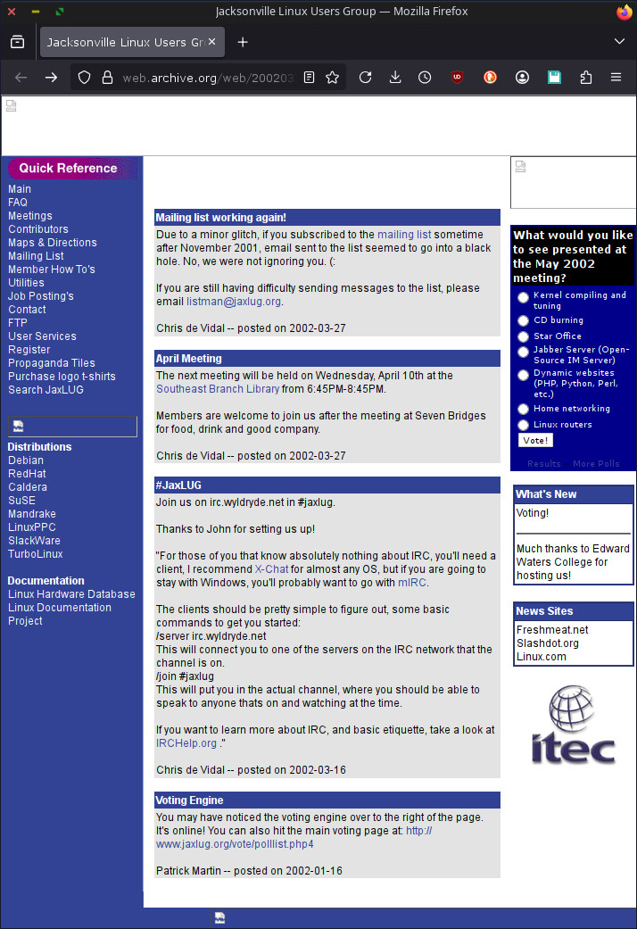 Archive.org March 28th, 2002 http://www.jaxlug.org/