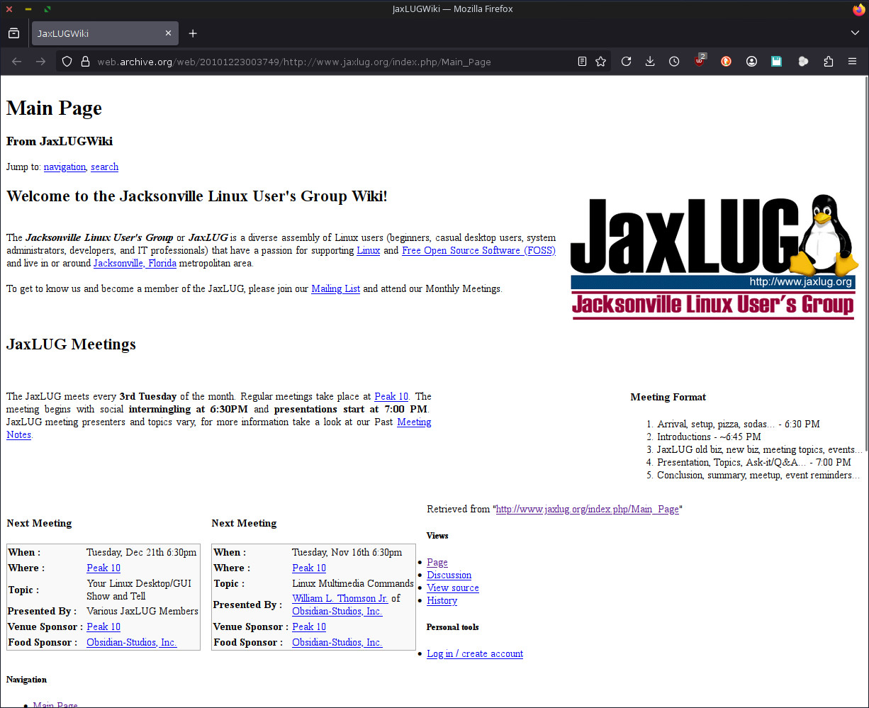 Archive.org December 23rd, 2010 http://www.jaxlug.org/