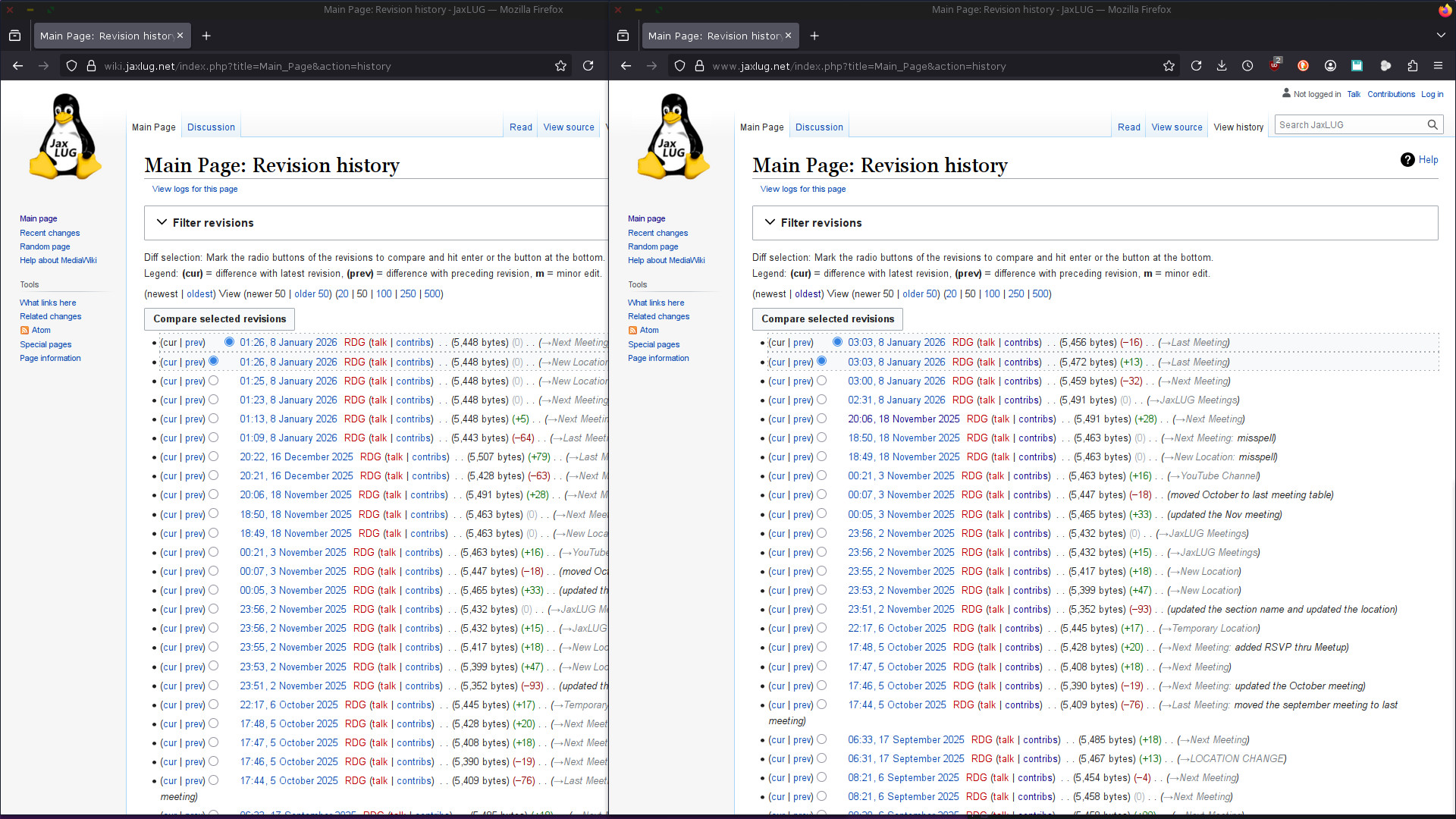 January 17th, 2026 https://wiki.jaxlug.net/ vs https://www.jaxlug.net/